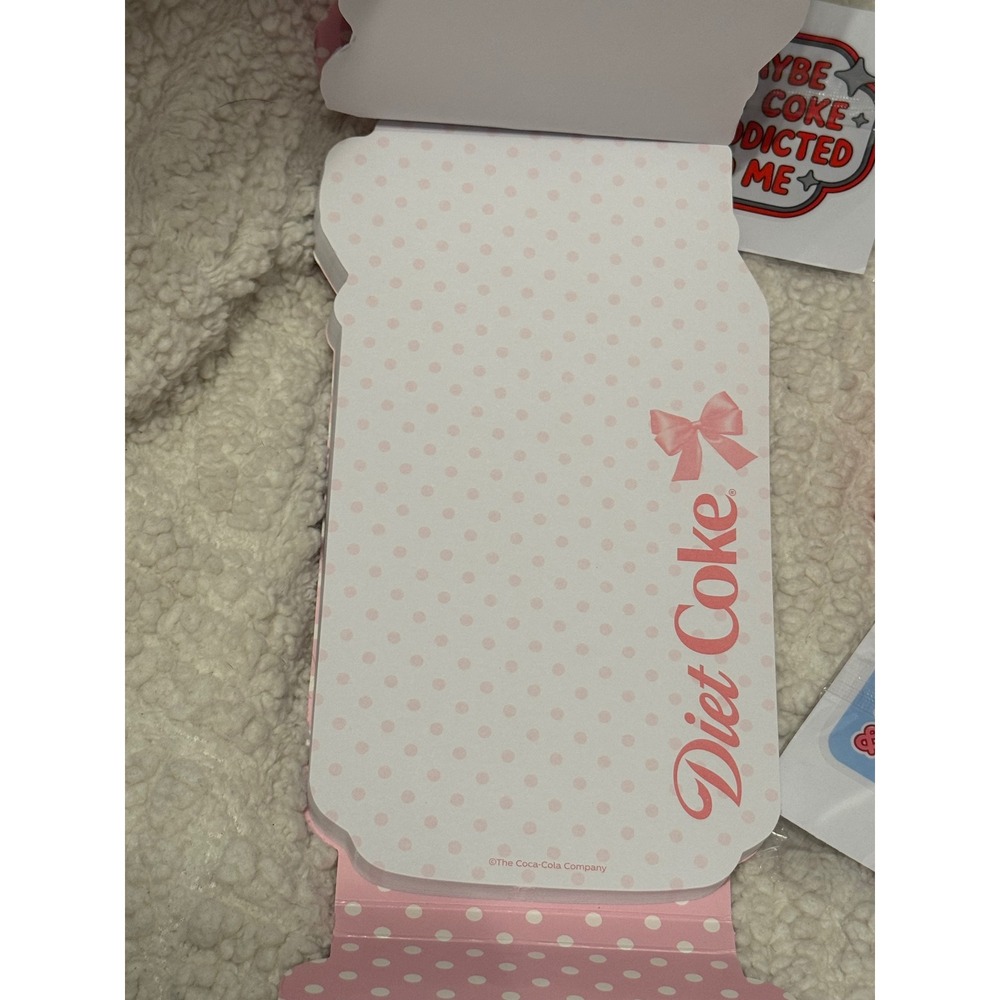 Diet Coke Girly 16 Oz Glass Tumbler Notepad & Sticker Bundle NWT - Picture 9 of 10